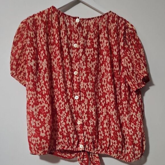 Madewell Red Floral Blouse - Picture 7 of 7